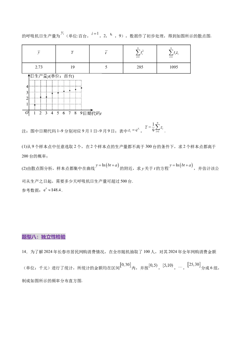 专题22概率与统计的综合应用与高级分析（练习）（原卷版）_02高考数学_2025年新高考资料_二轮复习_01高考语文等多个文件_上好课2025年高考数学二轮复习讲练测（新高考通用）