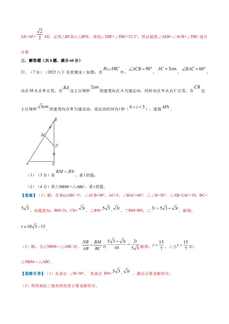 专题11相似三角形的判定和性质（解析版）_北师大初中数学_9上-北师大版初中数学_06专项讲练_挑战压轴题2022-2023学年九年级数学上册压轴题专题精选汇编（北师大版）