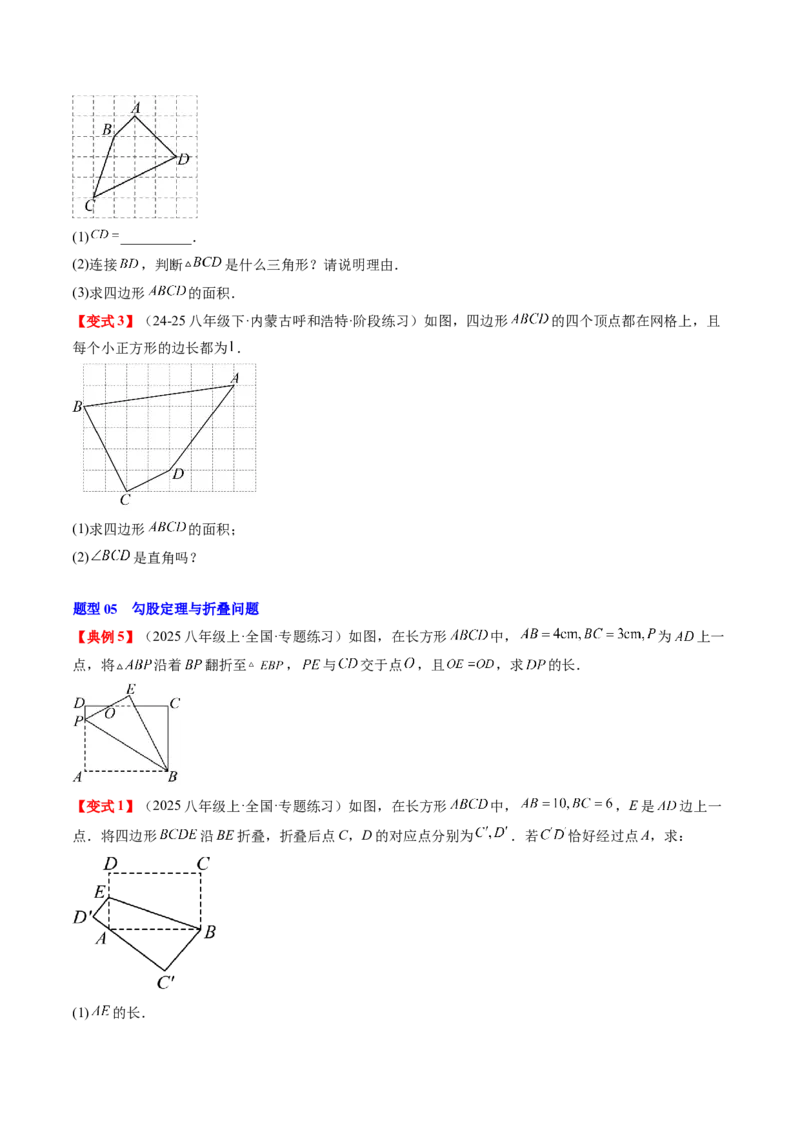 专题1.4第一章复习勾股定理（4大考点10大题型强化训练）（高效培优讲义）（学生版）_北师大初中数学_8上-北师大版初中数学_初中数学北师大8上-2025秋季新版_第二套推荐25