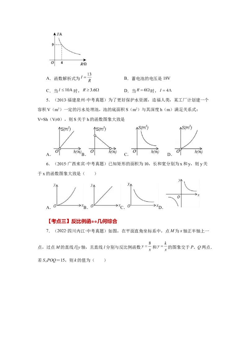 专题6.29《反比例函数》中考常考考点专题（2）（基础篇）（专项练习）-2022-2023学年九年级数学上册基础知识专项讲练（北师大版）_北师大初中数学_9上-北师大版初中数学_06专项讲练