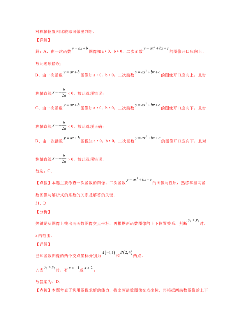专题2.30二次函数知识点分类专题训练（专项练习1）_北师大初中数学_9下-北师大版初中数学_05习题试卷_1课时练习_同步练习（第2套）