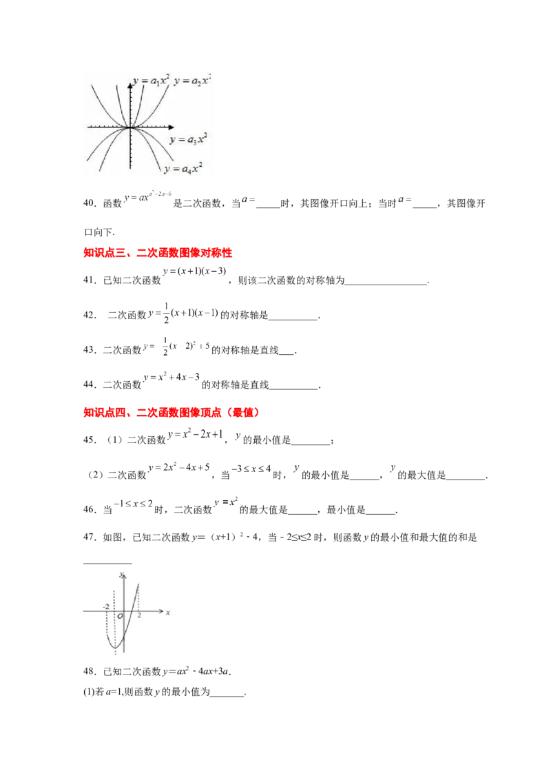 专题2.30二次函数知识点分类专题训练（专项练习1）_北师大初中数学_9下-北师大版初中数学_05习题试卷_1课时练习_同步练习（第2套）