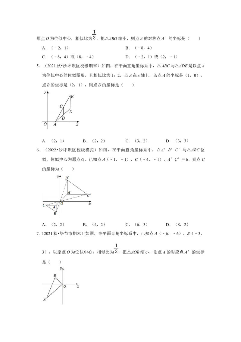专题4.3图形的位似（专项训练）-2022-2023学年九年级数学上册《同步考点解读&bull;专题训练》（北师大版）_北师大初中数学_9上-北师大版初中数学_06专项讲练