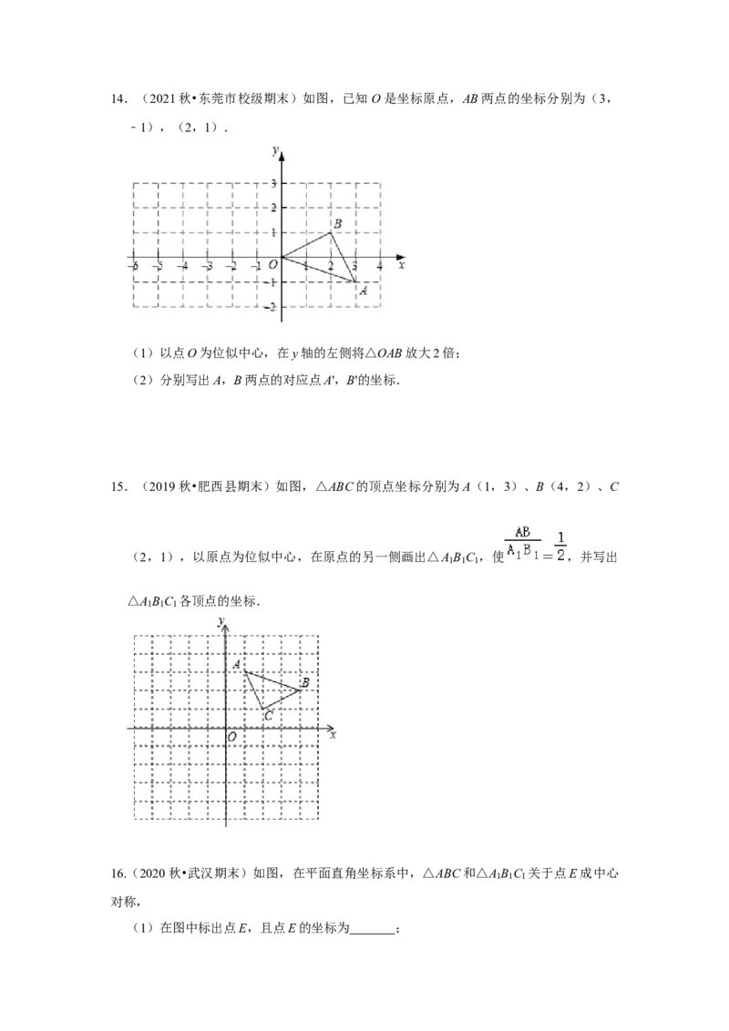 专题4.3图形的位似（专项训练）-2022-2023学年九年级数学上册《同步考点解读&bull;专题训练》（北师大版）_北师大初中数学_9上-北师大版初中数学_06专项讲练