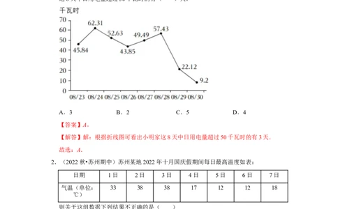 专题6.2数据的集中趋势与离散程度（能力提升）（解析版）_北师大初中数学_8上-北师大版初中数学_旧版_06专项讲练_2022-2023学年八年级数学上册《同步考点解读&bull;专题训练》（北师大版）