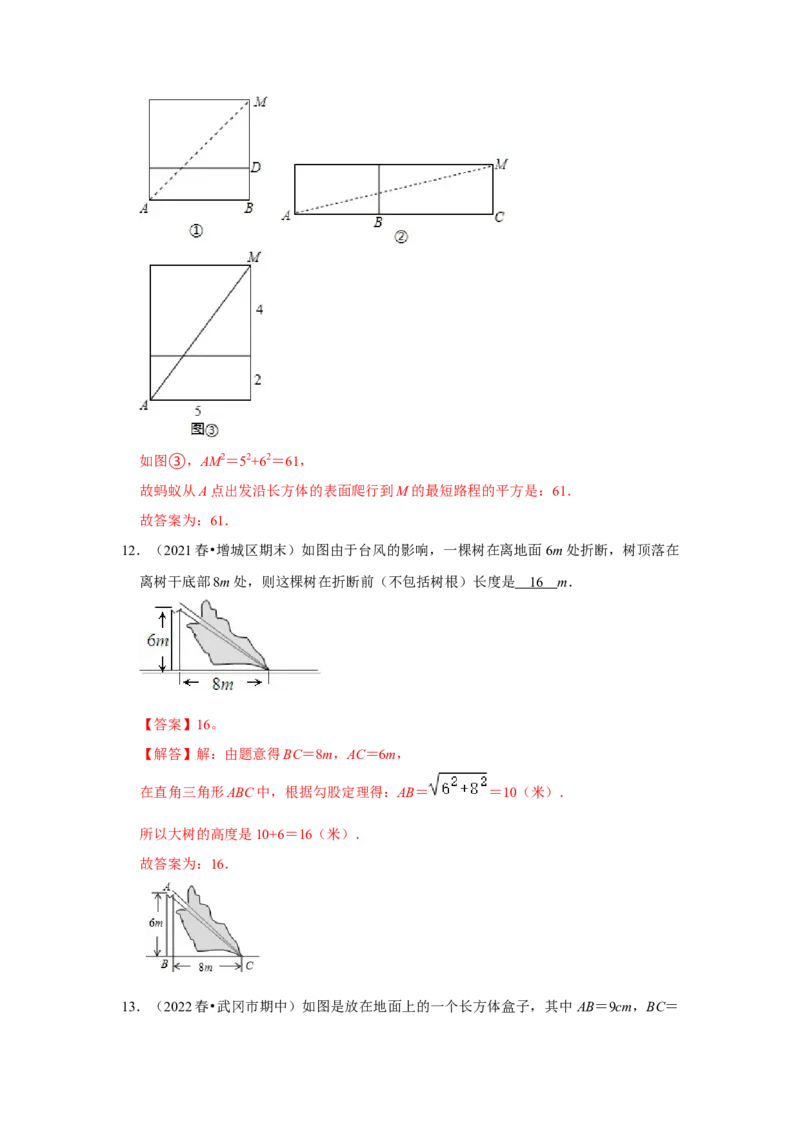 专题1.3勾股定理的应用（能力提升）-2022-2023学年八年级数学上册《同步考点解读&bull;专题训练》（北师大版）_北师大初中数学_8上-北师大版初中数学_旧版_06专项讲练