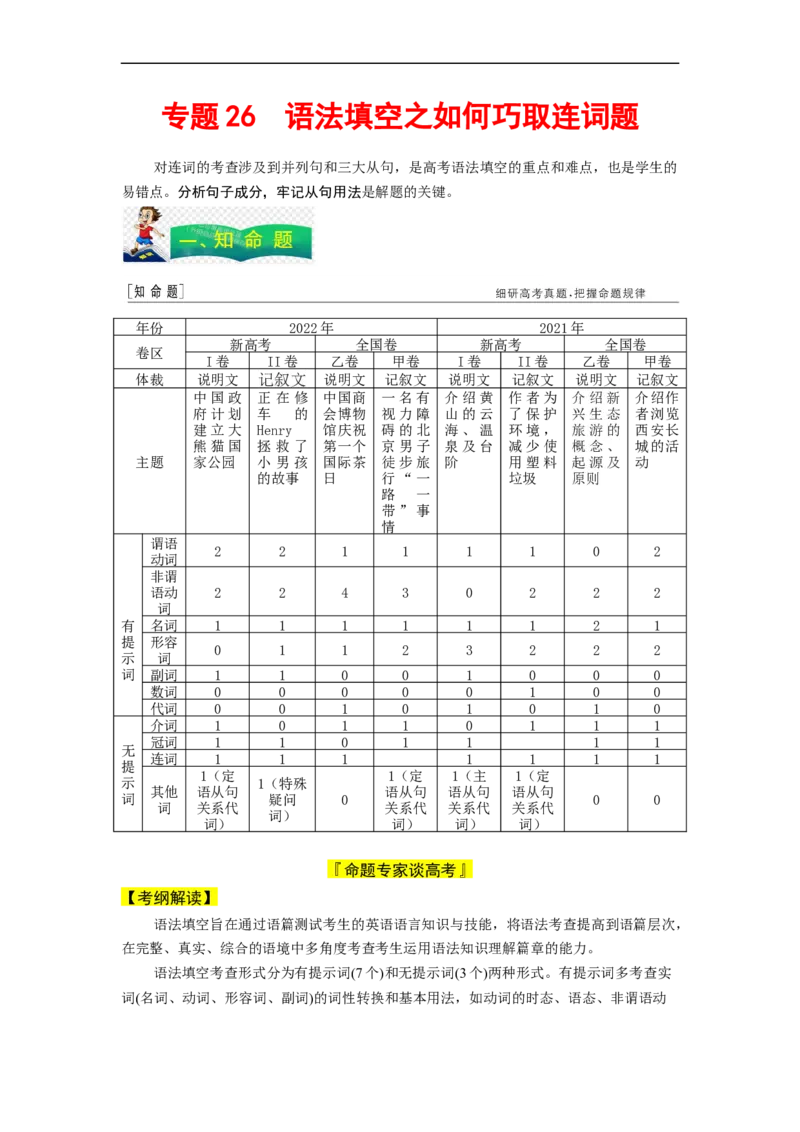 专题26语法填空之如何巧取连词题（解析版）_03高考英语_通用版（老高考）复习资料_2023年复习资料_二轮复习_2023年高考英语毕业班二轮热点题型归纳与变式演练（全国通用）