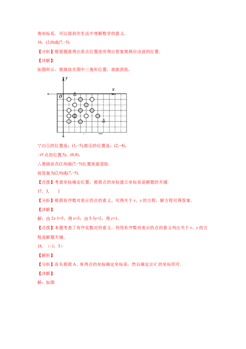 专题3.2确定位置（专项练习）-2021-2022学年八年级数学上册基础知识专项讲练（北师大版）_北师大初中数学_8上-北师大版初中数学_旧版_06专项讲练