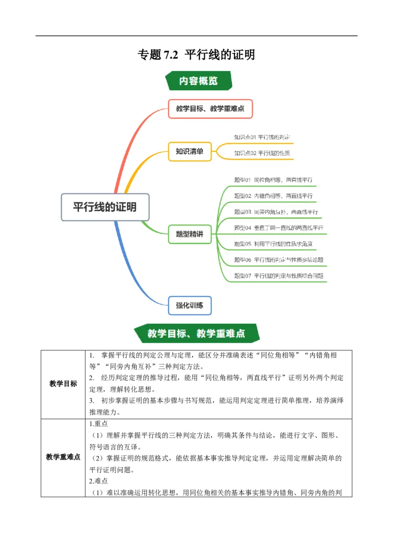 专题7.2平行线的证明（高效培优讲义）（教师版）_北师大初中数学_8上-北师大版初中数学_初中数学北师大8上-2025秋季新版_第二套推荐25_08专项讲练
