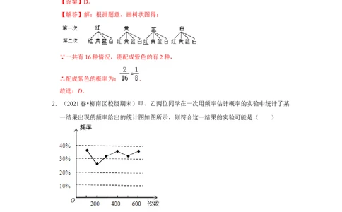 专题3概率进一步认识（能力提升）（解析版）_北师大初中数学_9上-北师大版初中数学_06专项讲练_2022-2023学年九年级数学上册《同步考点解读&bull;专题训练》（北师大版）