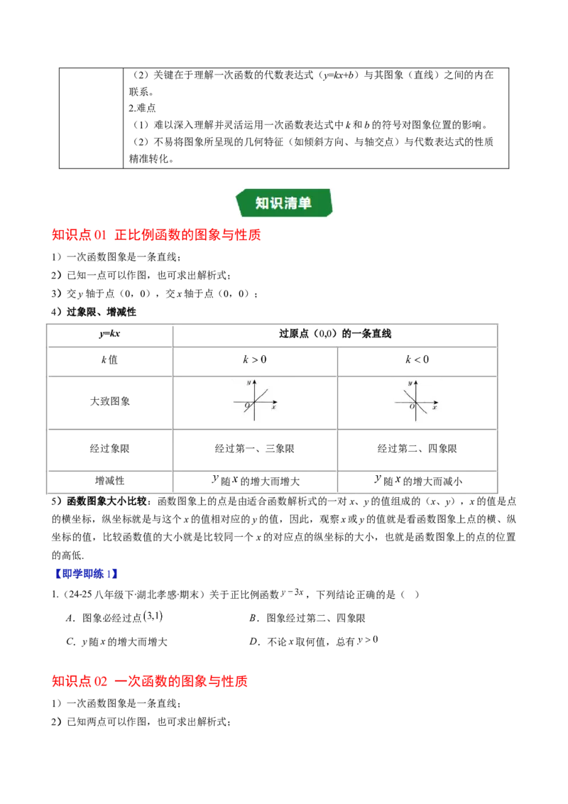 专题4.3一次函数的图象（高效培优讲义）（学生版）(1)_北师大初中数学_8上-北师大版初中数学_初中数学北师大8上-2025秋季新版_第二套推荐25_08专项讲练