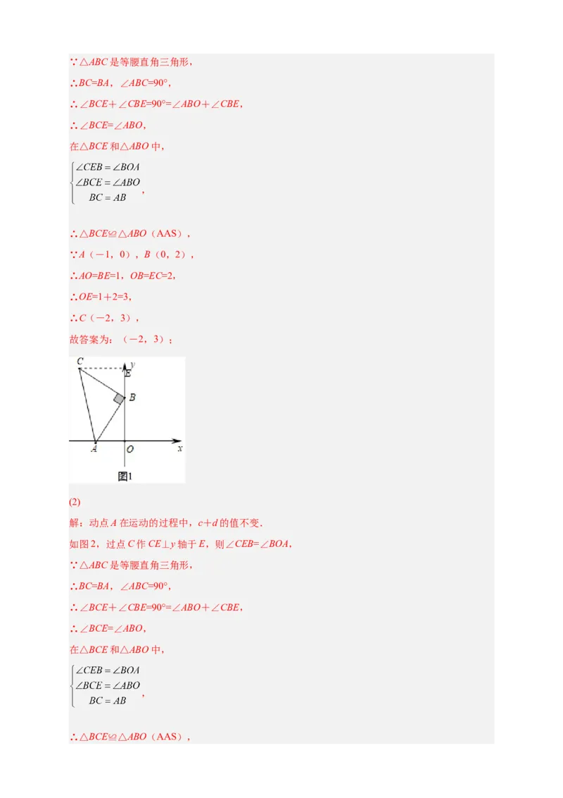 专题13已知等直求坐标（解析版）_北师大初中数学_8上-北师大版初中数学_旧版_06专项讲练_微专题2022-2023学年八年级数学上册常考点微专题提分精练（北师大版）
