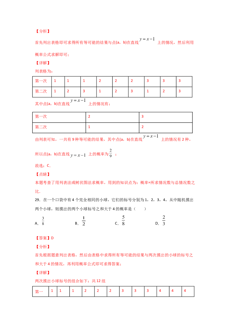 专题19用树状图或表格求概率(重难题型)(解析版)_北师大初中数学_9上-北师大版初中数学_06专项讲练