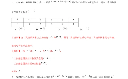 专题2.4二次函数的图象与性质（3）-九年级数学下册尖子生同步培优题典（解析版）北师大版_北师大初中数学_9下-北师大版初中数学_05习题试卷_1课时练习_同步练习（第1套）