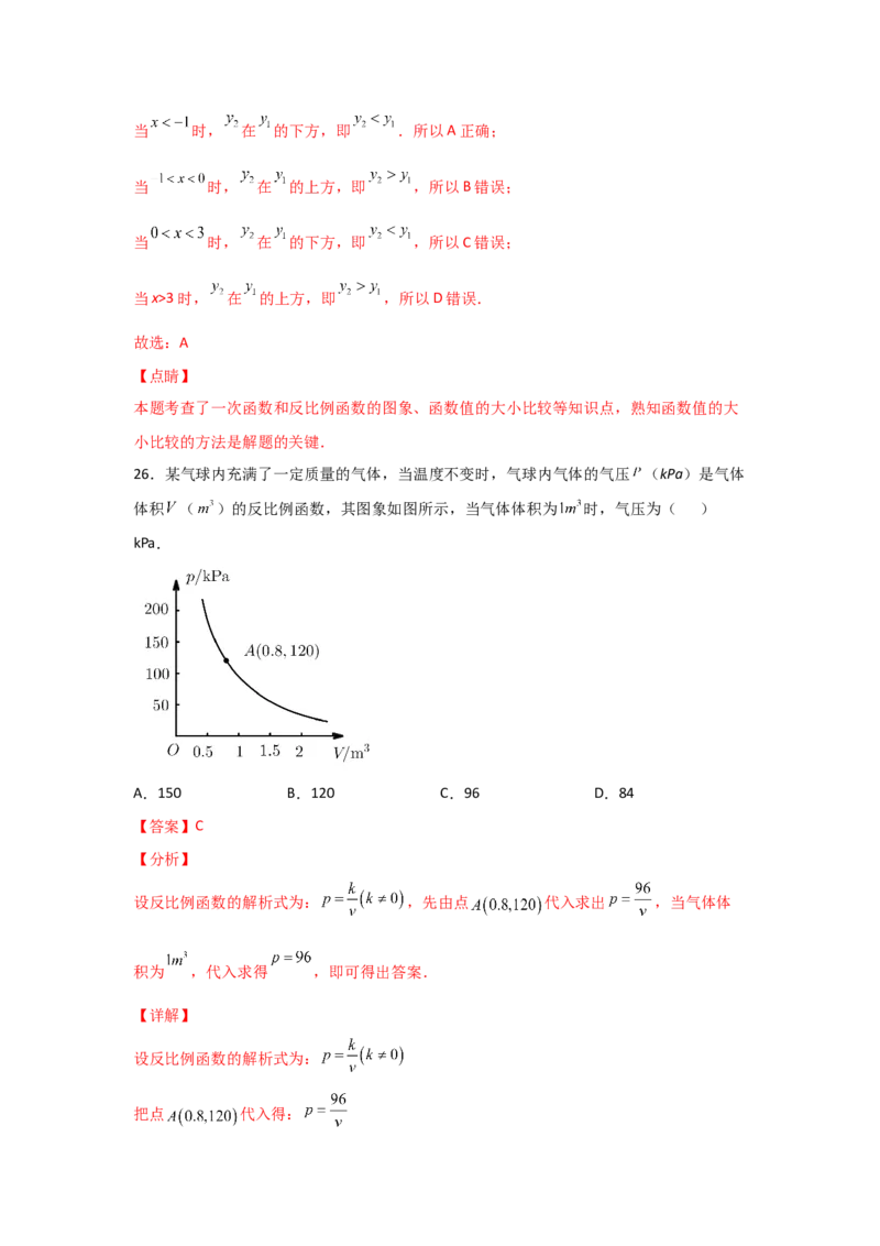 专题44反比例函数的应用(基础题型)(解析版)_北师大初中数学_9上-北师大版初中数学_06专项讲练_满分攻略2022-2023学年九年级数学上册《基础题型+重难题型》高分突破系列（北师大版）