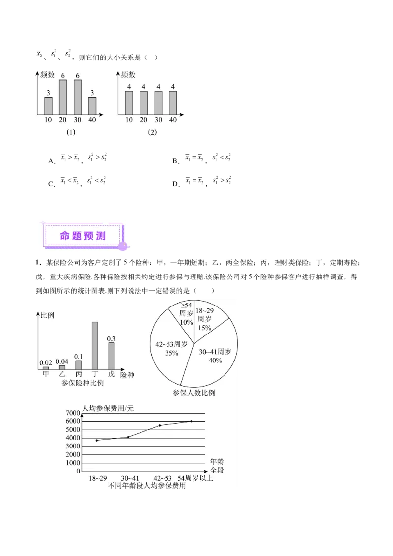专题21概率与统计常考小题归类（讲义）（原卷版）_02高考数学_2025年新高考资料_二轮复习_上好课2025年高考数学二轮复习讲练测（新高考通用）3379306