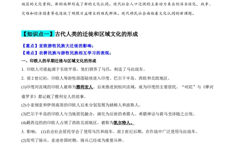 专题24人口迁徙文化交融和认同；商路贸易与文化交流（选择性必修三）-口袋书2024年高考历史一轮复习知识清单_07高考历史_新高考复习资料_2024年新高考复习资料_一轮复习资料