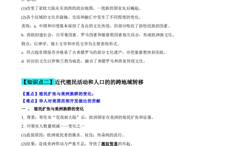 专题24人口迁徙文化交融和认同；商路贸易与文化交流（选择性必修三）-口袋书2024年高考历史一轮复习知识清单_07高考历史_新高考复习资料_2024年新高考复习资料_一轮复习资料