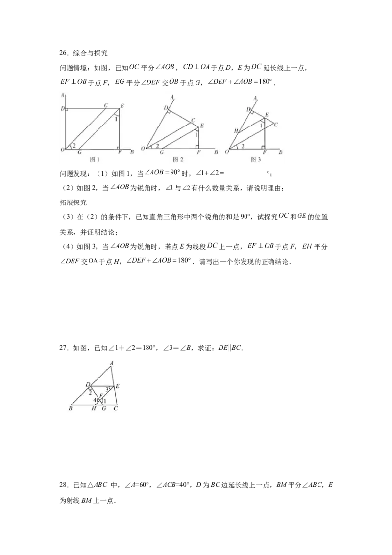 专题7.10《平行线的证明》全章复习与巩固（专项练习）-2021-2022学年八年级数学上册基础知识专项讲练（北师大版）_北师大初中数学_8上-北师大版初中数学_旧版_06专项讲练