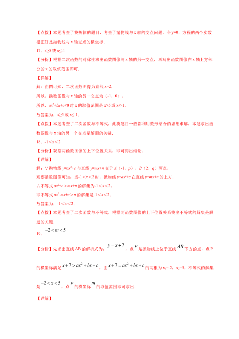 专题2.26二次函数与一元二次方程（专项练习2）-九_北师大初中数学_9下-北师大版初中数学_05习题试卷_1课时练习_同步练习（第2套）