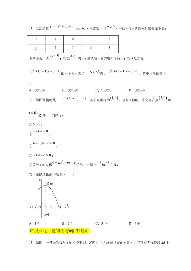 专题2.26二次函数与一元二次方程（专项练习2）-九_北师大初中数学_9下-北师大版初中数学_05习题试卷_1课时练习_同步练习（第2套）