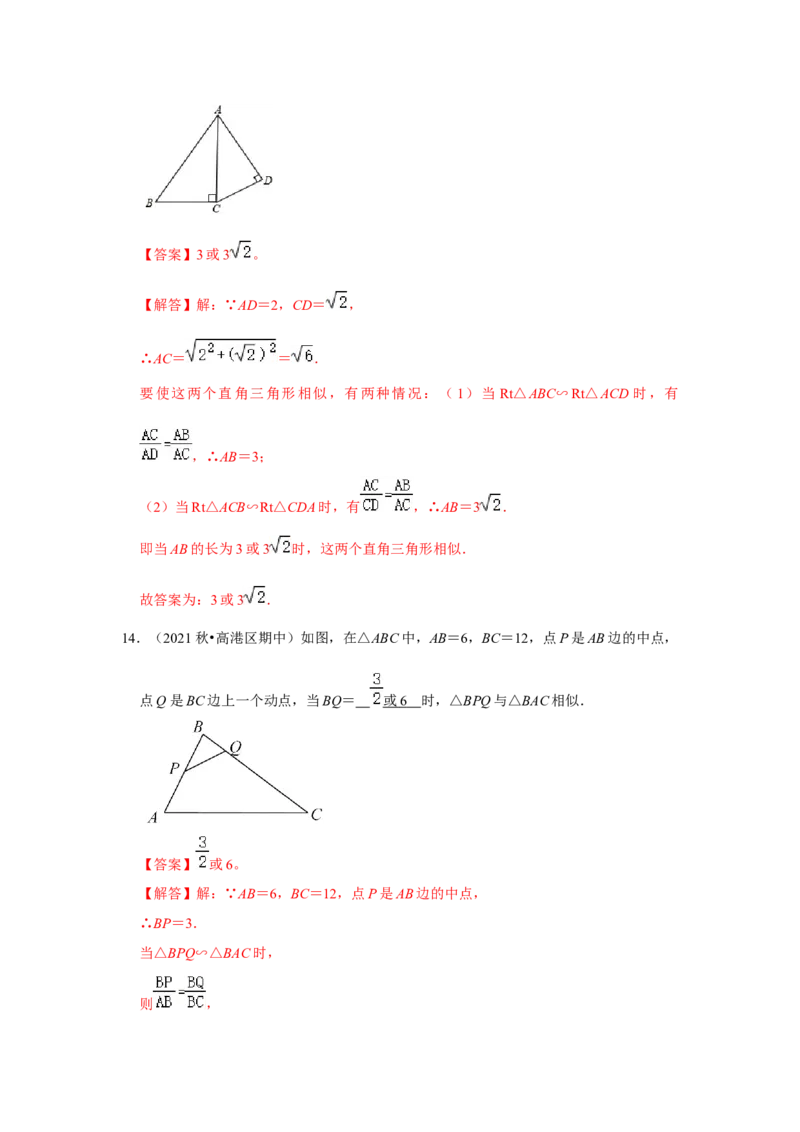 专题4.2.2相似三角形的判定（能力提升）（解析版）_北师大初中数学_9上-北师大版初中数学_06专项讲练_2022-2023学年九年级数学上册《同步考点解读&bull;专题训练》（北师大版）