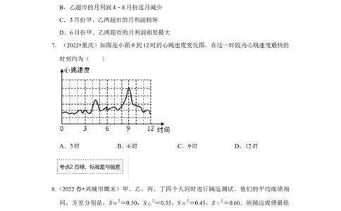 专题6.2数据的集中趋势与离散程度（专项训练）（原卷版）_北师大初中数学_8上-北师大版初中数学_旧版_06专项讲练_2022-2023学年八年级数学上册《同步考点解读&bull;专题训练》（北师大版）