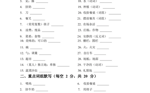 2026春人教版英语四下知识清单Unit6默写版_4下-新英语人教PEP版（2026持续更新）_08知识清单（全册）_08.知识清单