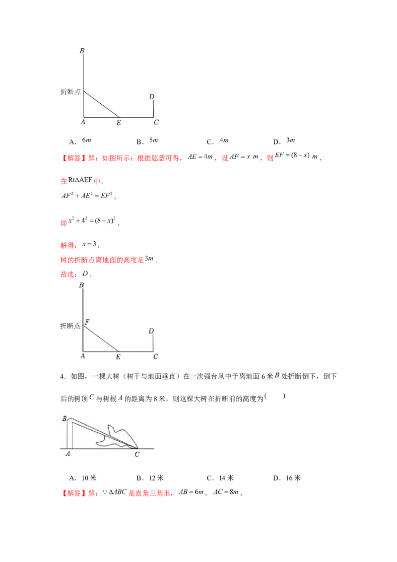 专题1.5雷劈模型（强化）（解析版）_北师大初中数学_8上-北师大版初中数学_旧版_06专项讲练_题型分层练2022-2023学年八年级数学上册单元题型精练（基础题型+强化题型）（北师大版）