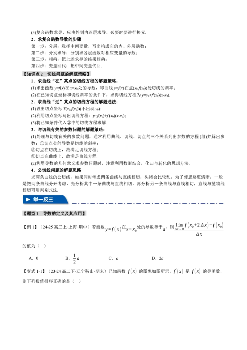 专题3.1导数的概念及其意义与运算八大题型（讲义）（举一反三）（新高考专用）（原卷版）_02高考数学_2025年新高考资料_二轮复习_一、热点题型篇