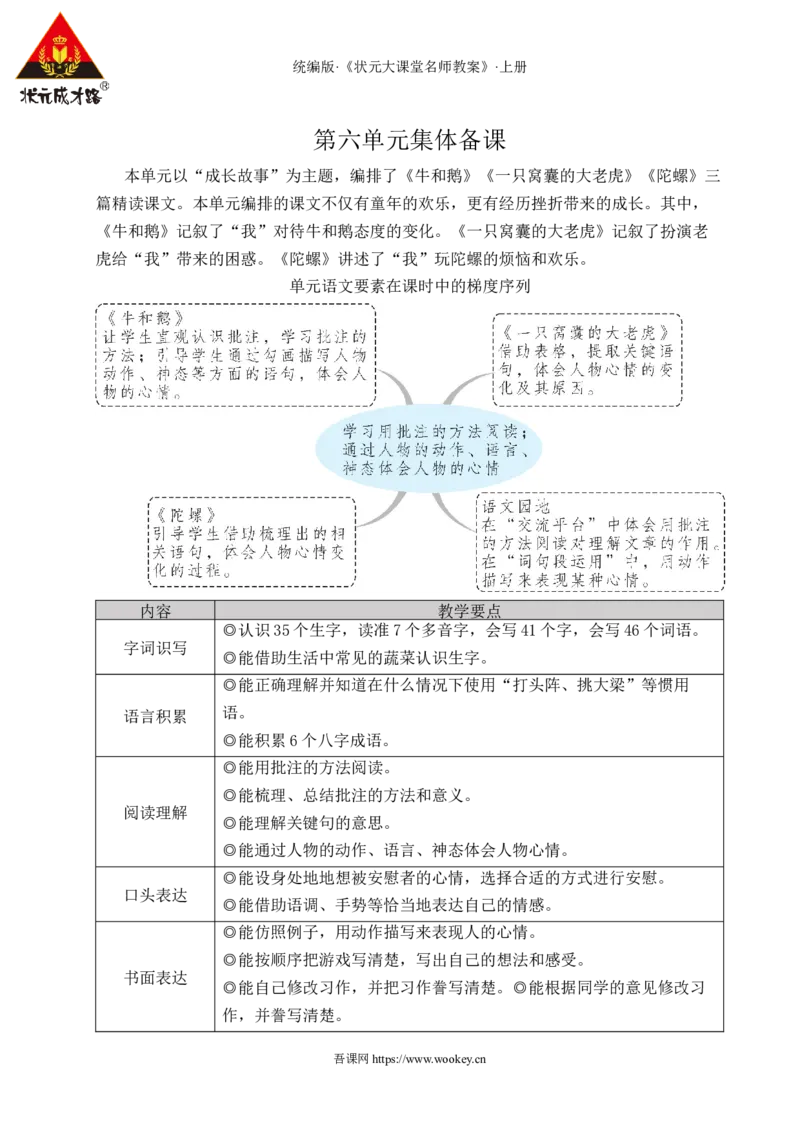 18牛和鹅教案_25秋1-6年级语文上册课件教案_25秋统编版语文四年级上册_统编版语文四年级上册教学资源包（25秋状元大课堂）_2.4语上教案_6.第六单元