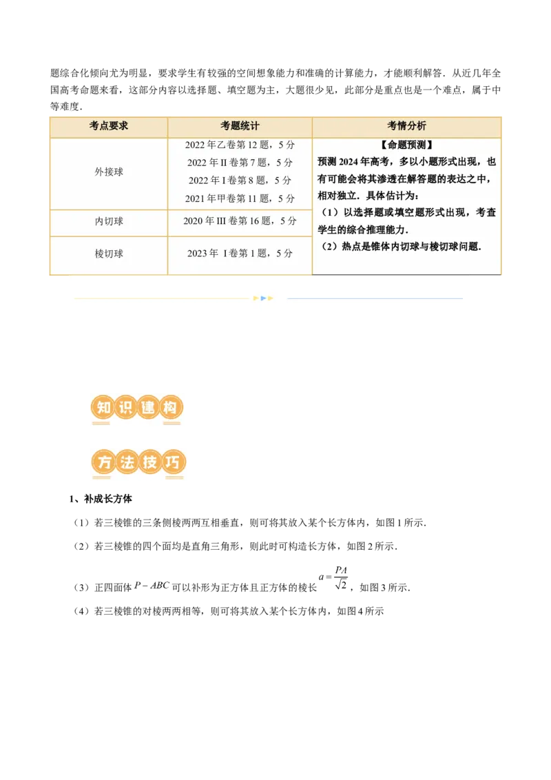 专题13一网打尽外接球、内切球与棱切球问题（14大核心考点）（讲义）（解析版）_2024年新高考资料_2.2024二轮复习_2024年高考数学二轮复习讲练（新教材新高考）