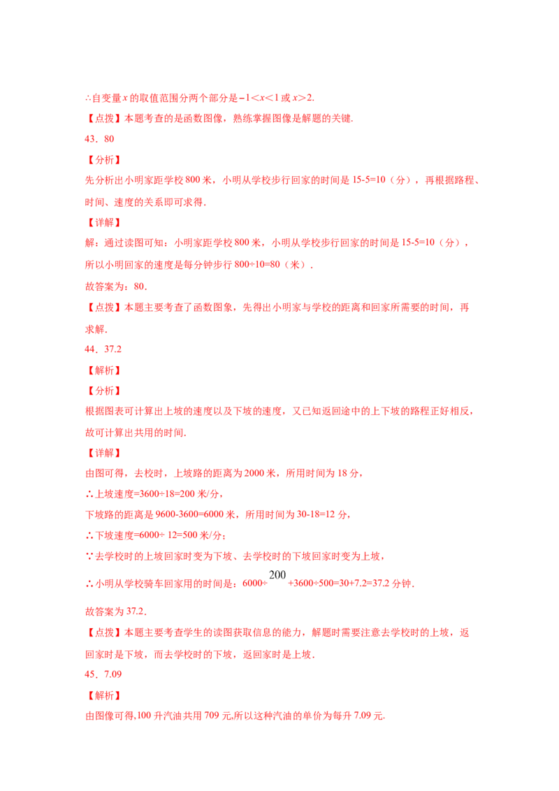 专题4.2函数（专项练习）-2021-2022学年八年级数学上册基础知识专项讲练（北师大版）_北师大初中数学_8上-北师大版初中数学_旧版_06专项讲练