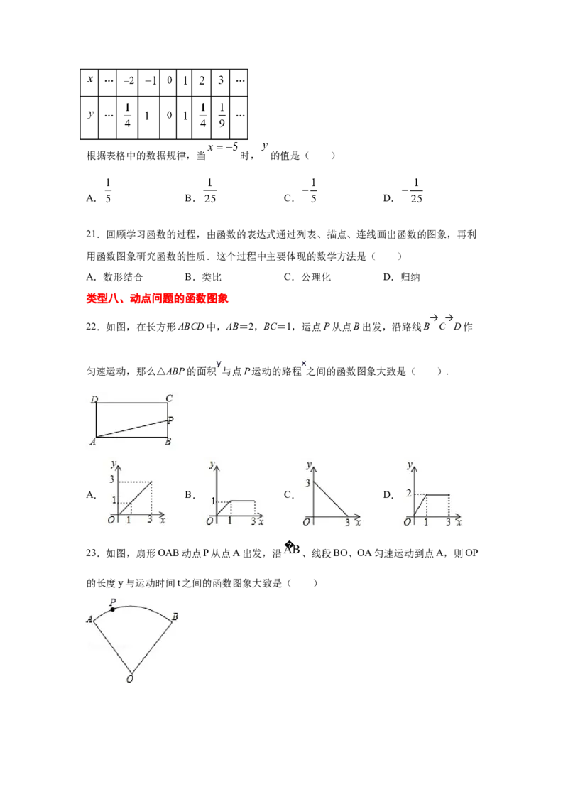 专题4.2函数（专项练习）-2021-2022学年八年级数学上册基础知识专项讲练（北师大版）_北师大初中数学_8上-北师大版初中数学_旧版_06专项讲练