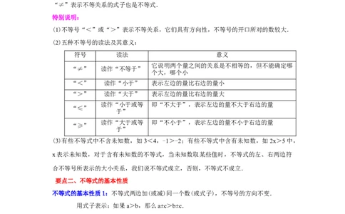 专题2.1不等关系与不等式性质（知识讲解）-八年级数学下册基础知识专项讲练（北师大版）_北师大初中数学_8下-北师大版初中数学_旧版-可参考_05习题试卷_1课时练习_同步练习（第3套）