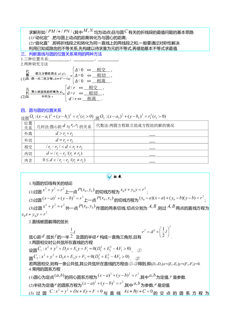 专题28圆的方程及直线、圆的位置关系（学生版）_02高考数学_通用版（老高考）复习资料_2024年复习资料_完备战2024年高考数学一轮复习考点帮（全国通用）_核心考点讲练