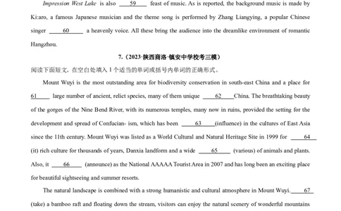 专题35语法填空高频话题(旅游出行)-2024年新高考英语一轮复习练小题刷大题提能力（原卷版）_03高考英语_新高考复习资料_2024年新高考资料_一轮复习资料_第二部分刷大题