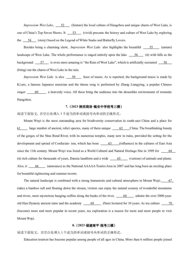 专题35语法填空高频话题(旅游出行)-2024年新高考英语一轮复习练小题刷大题提能力（原卷版）_03高考英语_新高考复习资料_2024年新高考资料_一轮复习资料_第二部分刷大题