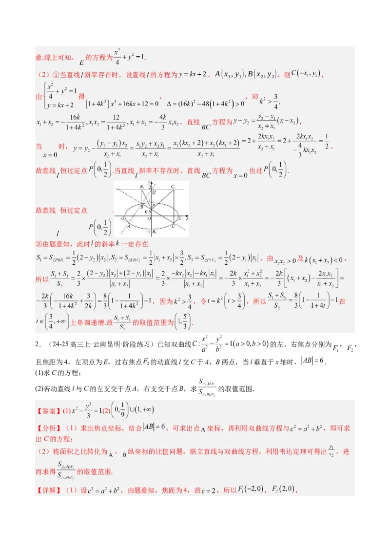 专题24圆锥曲线综合大题归类（解析版）_02高考数学_2025年新高考资料_一轮复习_上好课2025年高考数学一轮复习知识清单3246850_题型必备&middot;冲高分