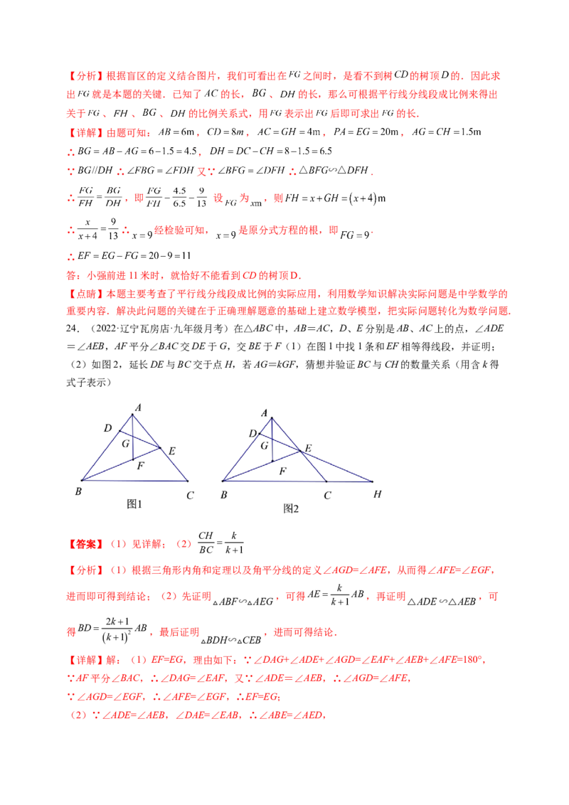 专题4.6利用相似三角形测高+4.7相似三角形的性质（解析版）_北师大初中数学_9上-北师大版初中数学_06专项讲练