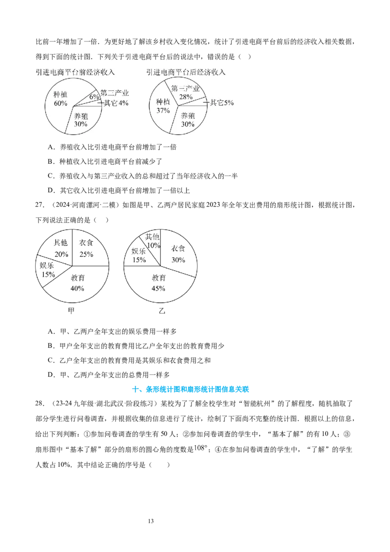 专题10数据的表示法21考点复习指南（讲+练）（原卷版）_北师大初中数学_7上-北师大版初中数学_7上-初中数学北师大（2024新版）持续更新_05讲义练习