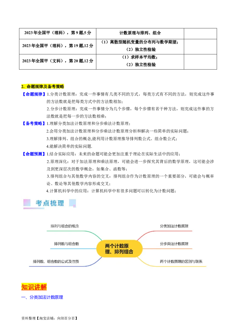 专题35两个计数原理、排列组合（理科）（教师版）_02高考数学_通用版（老高考）复习资料_2024年复习资料_完备战2024年高考数学一轮复习考点帮（全国通用）_核心考点讲练
