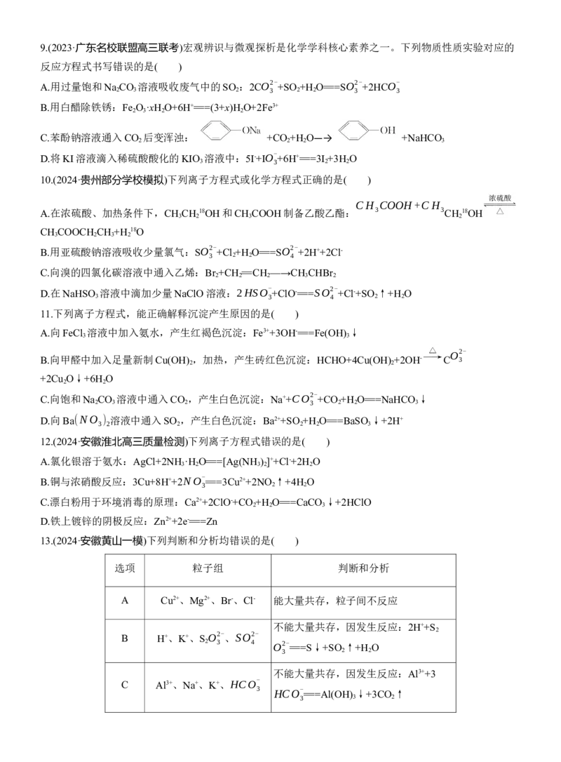专题一　选择题专攻2　表示物质转化的化学用语淘宝店：红太阳资料库_05高考化学_2025年新高考资料_二轮复习_2025年高考化学大二轮_2025化学二轮复习_题型突破练+考前特训