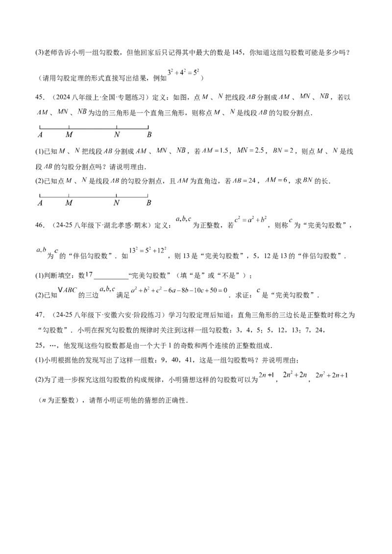 培优02勾股定理逆定理及应用（4大题型）（北师大2024）（原卷版）_北师大初中数学_8上-北师大版初中数学_初中数学北师大8上-2025秋季新版_第二套推荐25_07习题试卷_专项训练_第2套