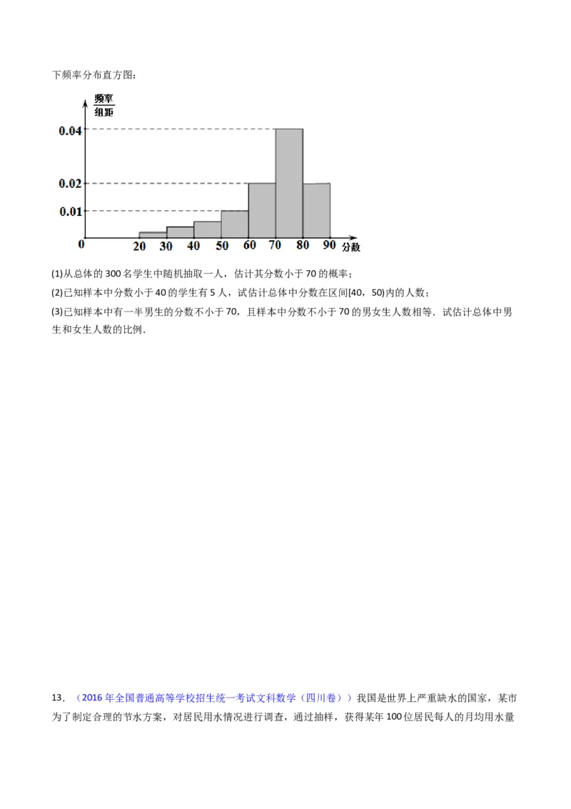 专题42重点专训统计大题专项训练（文科）（学生版）_02高考数学_通用版（老高考）复习资料_2024年复习资料_完备战2024年高考数学一轮复习考点帮（全国通用）