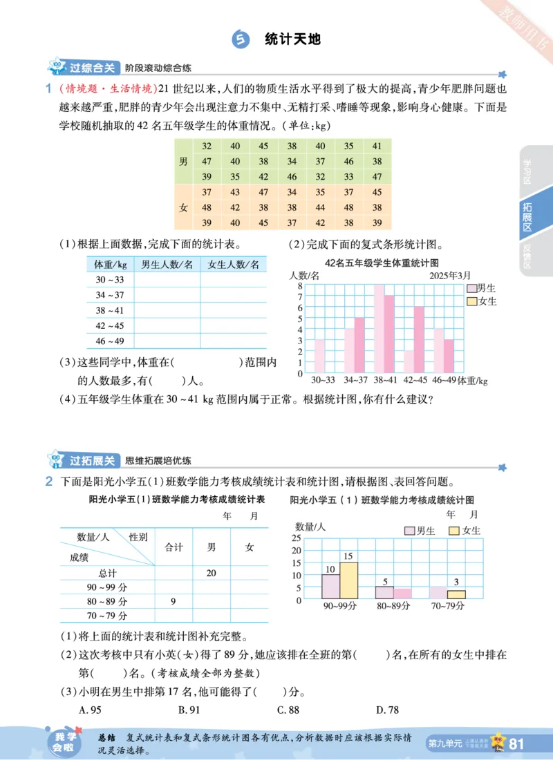 2025秋一遍过数学SJ5上_25秋小学语数英1-6年级上册《一遍过》合集_25秋苏教版数学《一遍过》1-6年级上_五年级