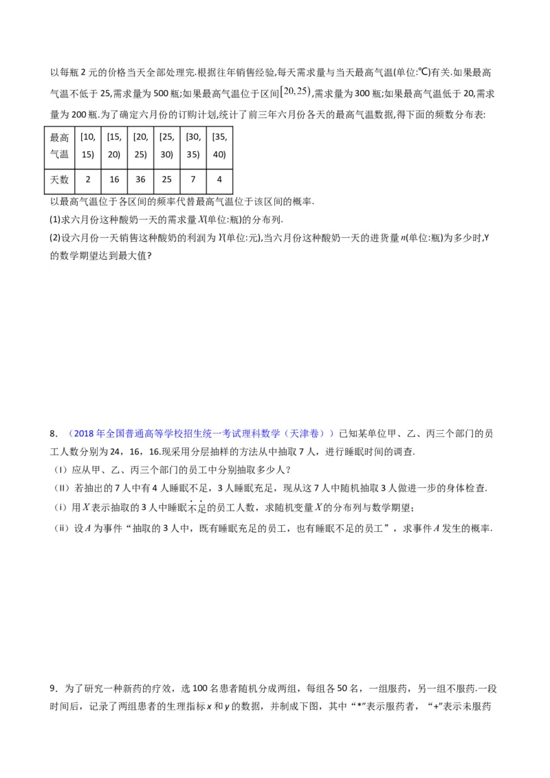 专题43重点专训统计大题专项训练（理科）（学生版）_02高考数学_通用版（老高考）复习资料_2024年复习资料_完备战2024年高考数学一轮复习考点帮（全国通用）