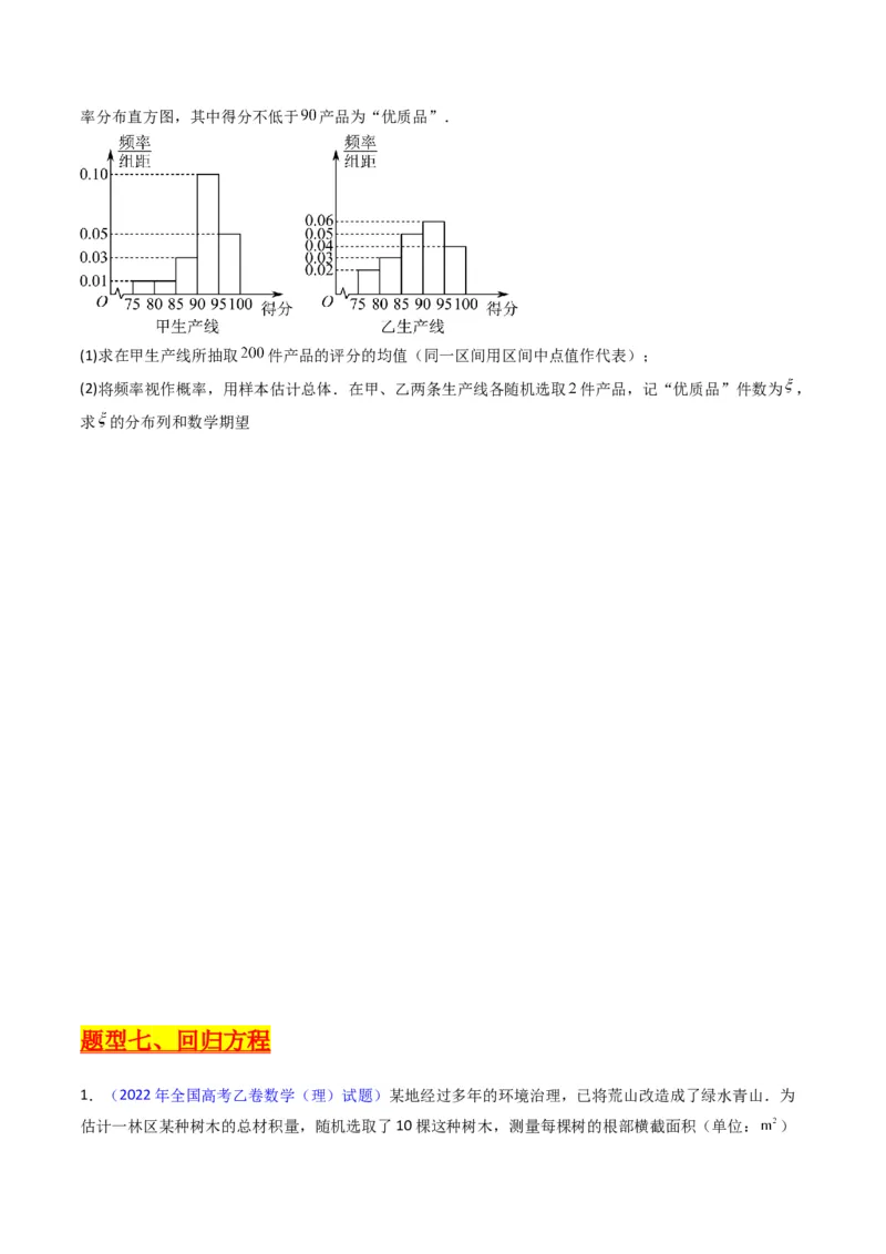 专题43重点专训统计大题专项训练（理科）（学生版）_02高考数学_通用版（老高考）复习资料_2024年复习资料_完备战2024年高考数学一轮复习考点帮（全国通用）