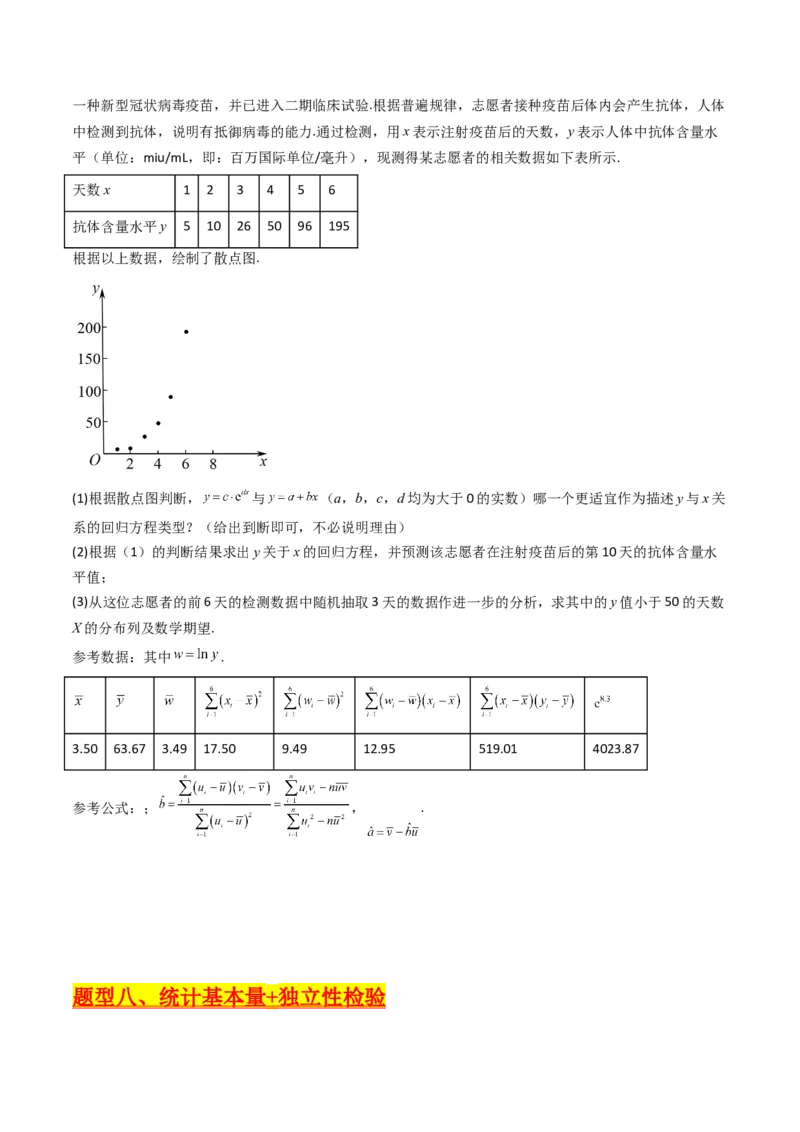 专题43重点专训统计大题专项训练（理科）（学生版）_02高考数学_通用版（老高考）复习资料_2024年复习资料_完备战2024年高考数学一轮复习考点帮（全国通用）