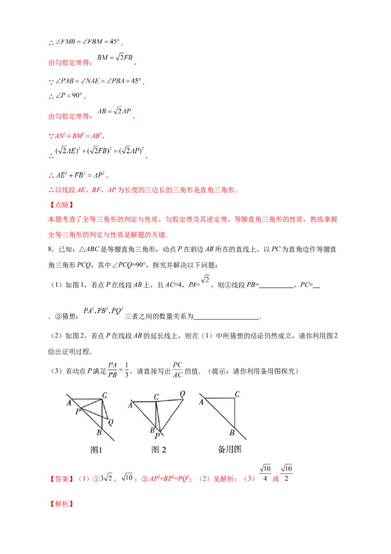 第一次月考难点特训（一）与勾股定理有关的压轴题（解析版）_北师大初中数学_8上-北师大版初中数学_旧版_06专项讲练